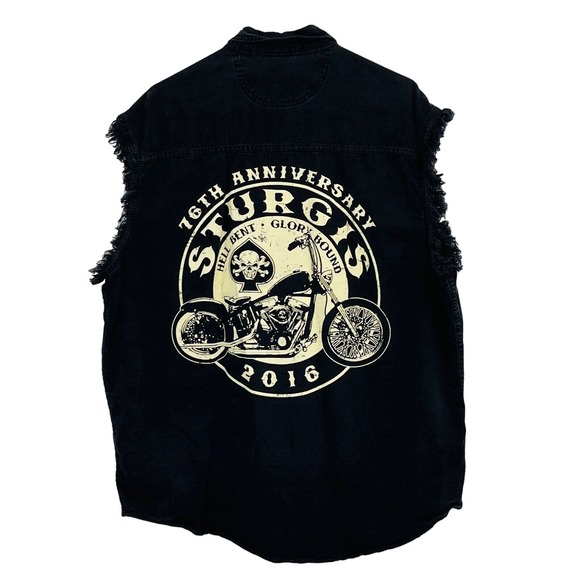 Mens XL Sturgis 2016 Rally Week Black Sleeveless Shirt Hell Bent Glory Bound - Picture 1 of 5
